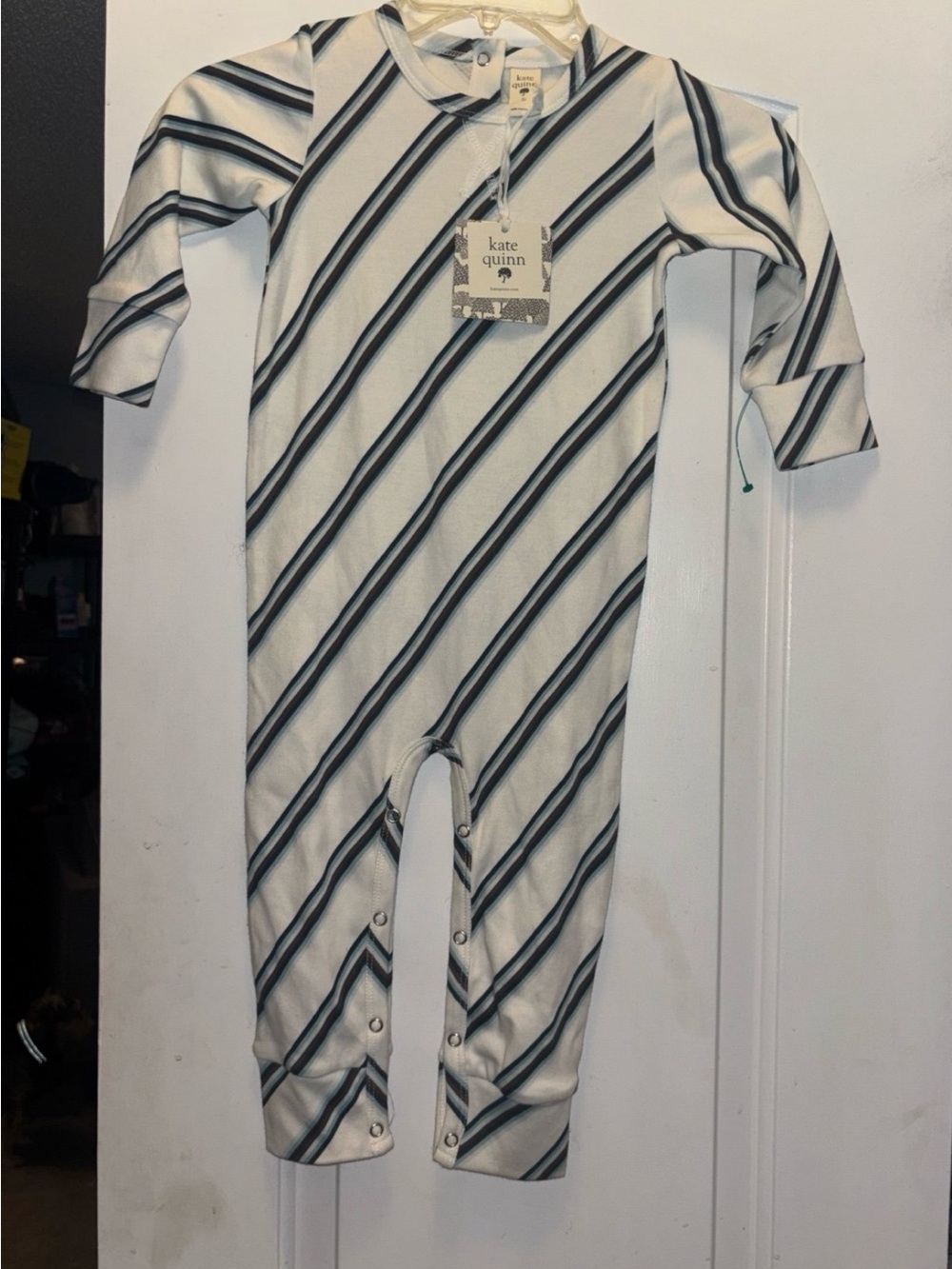 kate quinn white  and Navy Diagonal Stripe One-Piece